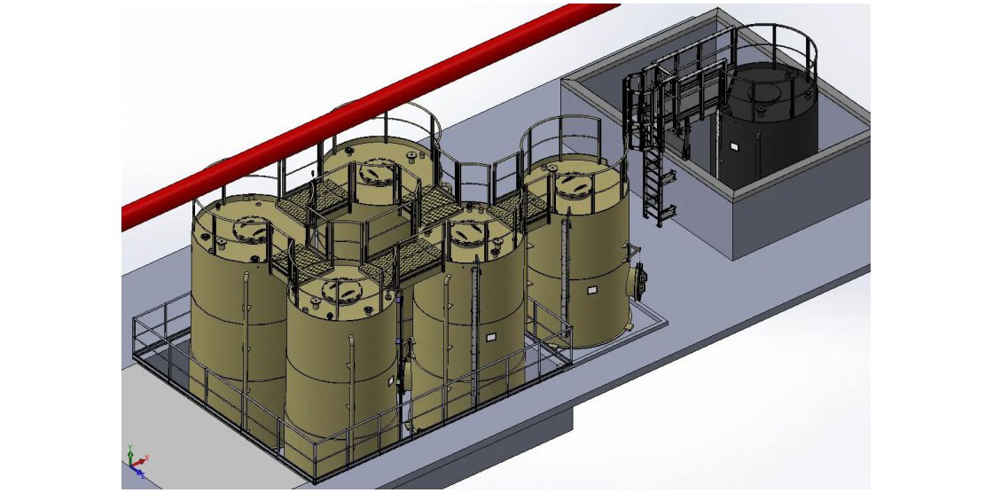 Lot de cuves pour le traitement de l'inox